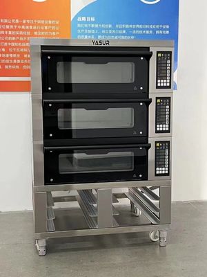 이아수르 9 트레이 빵집 갑판 오븐 전기 300c 40x60 3 갑판 빵 굽는 화덕