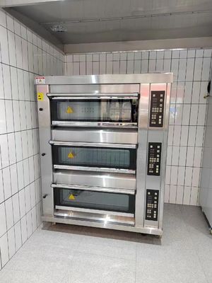 원판피자 베이킹용을 위한 증기 돌과 모듈 빵집 갑판 오븐 40X60cm 3 갑판 9 트레이 가스 렌지
