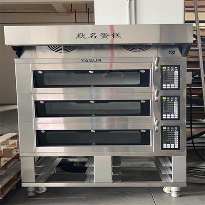 11 kw 작은 빵집 갑판 오븐 유럽 6 트레이 3 갑판 피자 오븐 40X60cm